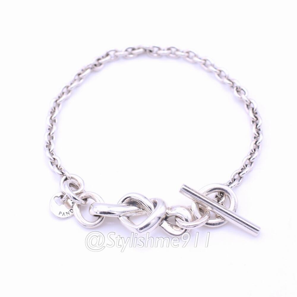 Authentic PANDORA Knotted Hearts T-Bar Bracelet